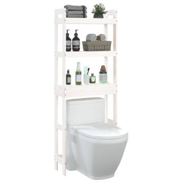 Elegant White Toilet Rack - Solid Pine Wood - 63x26x171 cm