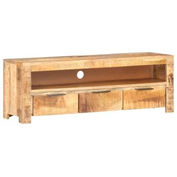 Stylish TV Cabinet in Rough Mango Wood - 119x30x41 cm