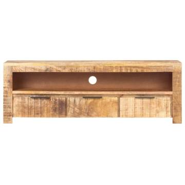 Stylish TV Cabinet in Rough Mango Wood - 119x30x41 cm