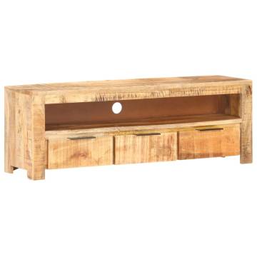 Stylish TV Cabinet in Rough Mango Wood - 119x30x41 cm