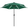 300 cm Green LED Parasol with Aluminium Pole for Outdoor Shade