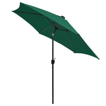 300 cm Green LED Parasol with Aluminium Pole for Outdoor Shade