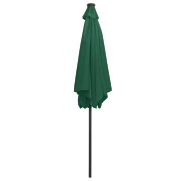 300 cm Green LED Parasol with Aluminium Pole for Outdoor Shade