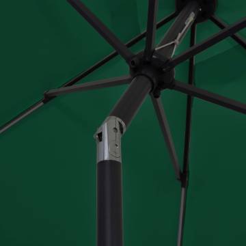 300 cm Green LED Parasol with Aluminium Pole for Outdoor Shade