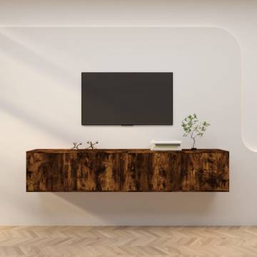 Stylish Wall-Mounted TV Cabinets - Smoked Oak - 100x34.5 cm