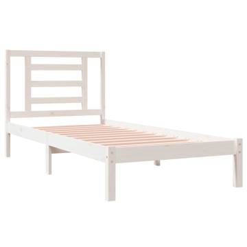 White Solid Wood Pine Bed Frame 90x190 cm - Modern Style