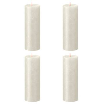 Bolsius Rustic Pillar Candles Shimmer - 4 pcs Ivory | HipoMarket