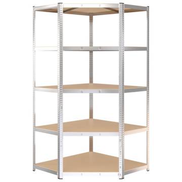 5-Layer Shelves Set - Silver Steel & Engineered Wood | HiPO Market