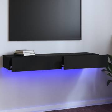 Stylish TV Cabinet with LED Lights - Black 120x35x15.5 cm