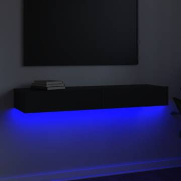 Stylish TV Cabinet with LED Lights - Black 120x35x15.5 cm