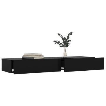 Stylish TV Cabinet with LED Lights - Black 120x35x15.5 cm