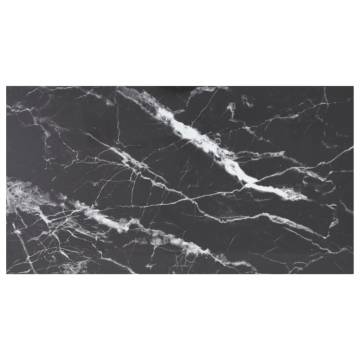 Black Tempered Glass Table Top 120x65 cm with Marble Design