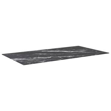 Black Tempered Glass Table Top 120x65 cm with Marble Design