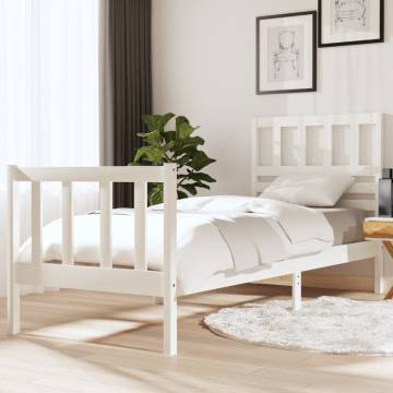 White Bed Frame 75x190 cm Small Single - Solid Wood Design