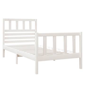 White Bed Frame 75x190 cm Small Single - Solid Wood Design