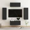 4 Piece TV Cabinet Set Black Engineered Wood Colour black Quantity in Package 4 Width 80 cm 