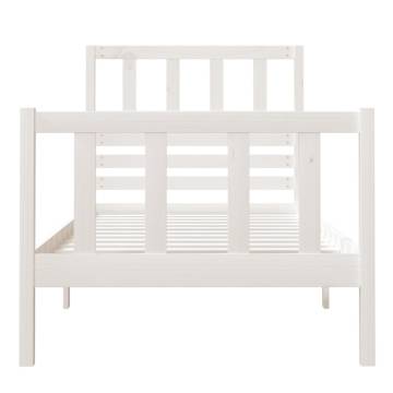 White Bed Frame 75x190 cm Small Single - Solid Wood Design