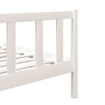 White Bed Frame 75x190 cm Small Single - Solid Wood Design