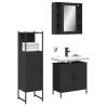 3 Piece Bathroom Cabinet Set Black Engineered Wood Colour black Number of 1 Number of Pieces 