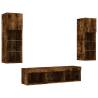 5 Piece TV Wall Units with LED Smoked Oak - Hipo Market