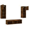 5 Piece TV Wall Units with LED Smoked Oak - Hipo Market