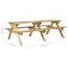 Durable Picnic Table with Benches - Impregnated Pinewood