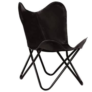 Butterfly Chair Black Kids Size - Real Leather Comfort