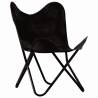 Butterfly Chair Black Kids Size - Real Leather Comfort