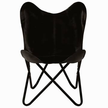 Butterfly Chair Black Kids Size - Real Leather Comfort