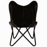 Butterfly Chair Black Kids Size - Real Leather Comfort