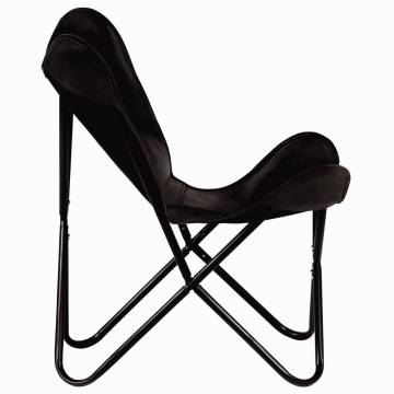 Butterfly Chair Black Kids Size - Real Leather Comfort