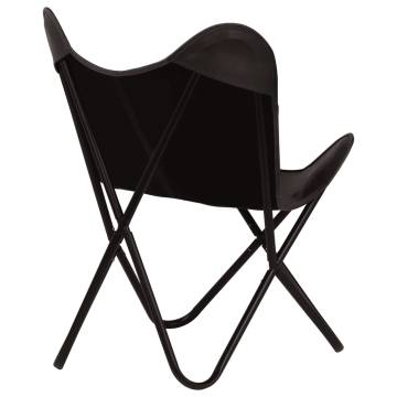 Butterfly Chair Black Kids Size - Real Leather Comfort