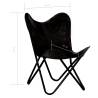 Butterfly Chair Black Kids Size - Real Leather Comfort