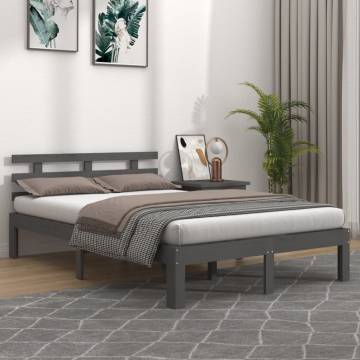 Grey Solid Wood Bed Frame 200x200 cm - Hipomarket UK