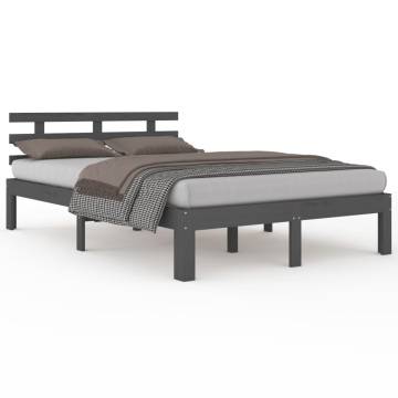 Grey Solid Wood Bed Frame 200x200 cm - Hipomarket UK