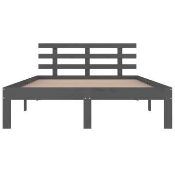 Grey Solid Wood Bed Frame 200x200 cm - Hipomarket UK