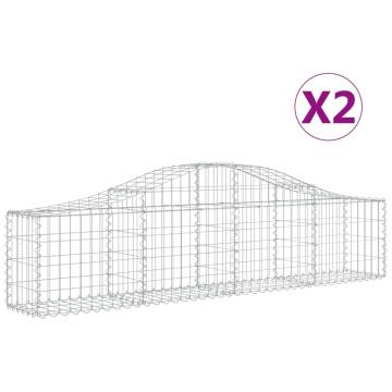 Arched Gabion Baskets 2 pcs - Galvanised Iron Garden Barriers