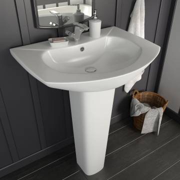 Freestanding Ceramic Basin with Pedestal - Elegant Design