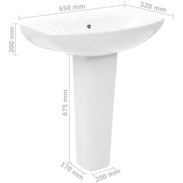 Freestanding Ceramic Basin with Pedestal - Elegant Design