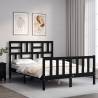 Bed Frame with Headboard Black Small Double Solid Wood Colour black Size 120 x 190 cm 