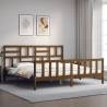 Honey Brown Bed Frame with Headboard - Solid Pinewood 200x200 cm