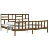 Honey Brown Bed Frame with Headboard - Solid Pinewood 200x200 cm