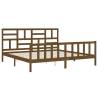 Honey Brown Bed Frame with Headboard - Solid Pinewood 200x200 cm