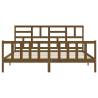 Honey Brown Bed Frame with Headboard - Solid Pinewood 200x200 cm