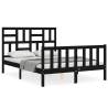 Bed Frame with Headboard - Black Small Double Solid Wood