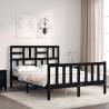 Bed Frame with Headboard - Black Small Double Solid Wood