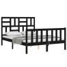 Bed Frame with Headboard - Black Small Double Solid Wood