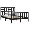 Bed Frame with Headboard - Black Small Double Solid Wood