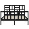 Bed Frame with Headboard - Black Small Double Solid Wood