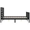 Bed Frame with Headboard - Black Small Double Solid Wood